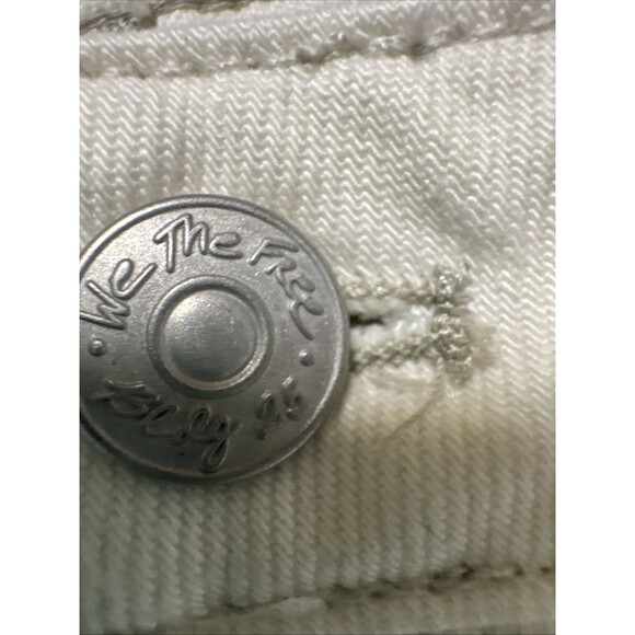 We The Free Mini Denim Skirt Size 26 Off White Ivory Distressed Raw Cut Off - Picture 4 of 9